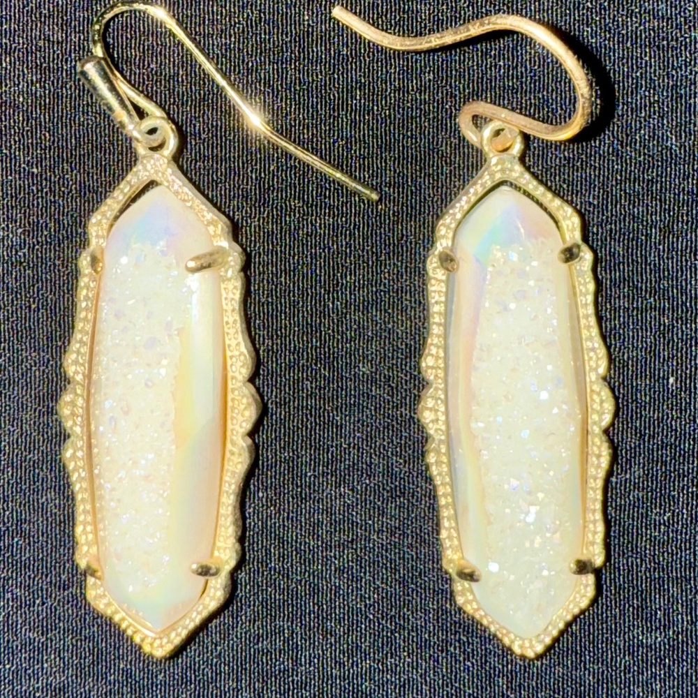 Kendra Scott Luxe White  Drusy Drop Earrings